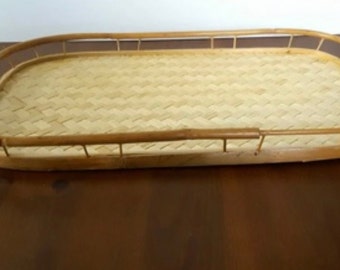 Vintage bamboo handmade serving tray