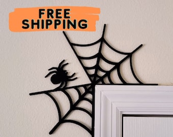 Halloween Door Corner Sign, Spider Web Decor, Spider, Halloween Party Decor, Fall Decor, Gift for Halloween