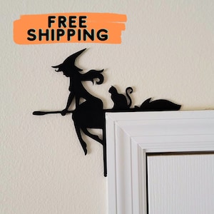 Halloween Witch Door Corner Sign, Door Decor , Cat Sign, Party Decoration, Fall Decor. Gift for Halloween