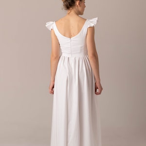 Handmade Elegant Wedding Dress Cocktail dress Formal Asymmetrical white Dress Open Back Minimalistic Dress Organic summer Dress image 3