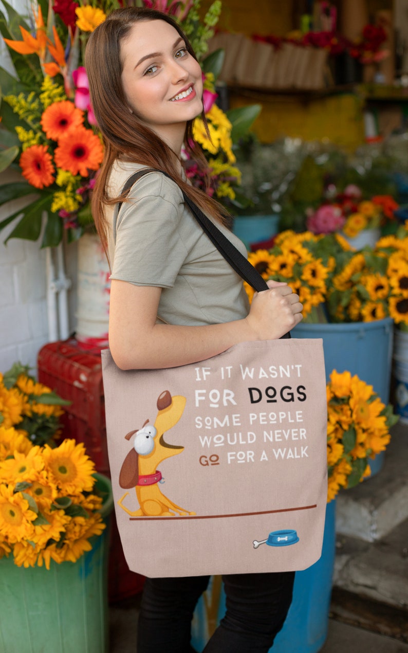 Walking the Dog tote bag, Dog stuff tote bag, Dog stuff bag, Tote bag for Walking the dog, Dog walker bag, Doggie things tote bag, Grandpa image 2