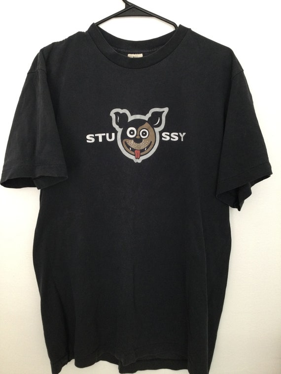 Vintage 90s Stussy Dog Black T-shirt Pre-owned Skater - Etsy
