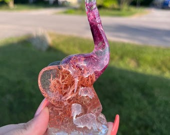 Ringhouder olifant - roze mos