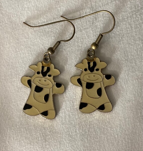Silver  Vintage Cow Earring - image 2