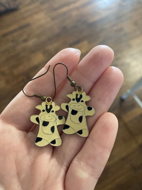 Silver  Vintage Cow Earring - image 9