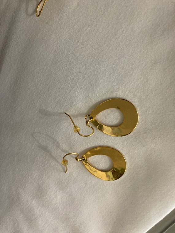 Vintage Golden Oval Earrings - image 2
