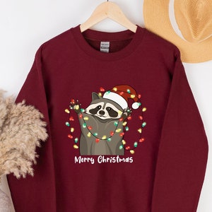 Racoon Sweatshirt, Christmas Sweatshirt, Animal Lover Shirt, Racoon Gifts, Funny Animal Shirt, Cute Animal Tee, Gifts For Her, Gifts For Him
