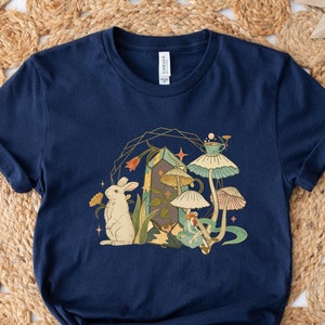 Fairy Rabbit and Mushrooms Shirt, CottageCore Shirt, Fairy and Rabbit Shirt, FairyCore Shirt, Mushroom Shirt, Magical Shirt, Crystal Shirt