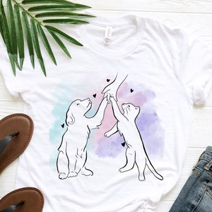 Cat and Dog Shirt, Cat Shirt, Dog Shirt, Cat and Dog Together, Gift for Mom, Fur Mama Shirt, Cute Animal  Shirt, Pet Owner Gift, Pet Tee