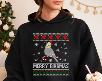 Merry Birbmas Christmas Sweatshirt, Christmas Cockatiel Sweatshirt, Cockatiel Sweatshirt, Bird Lover Christmas Gift, Cockatiel Christmas