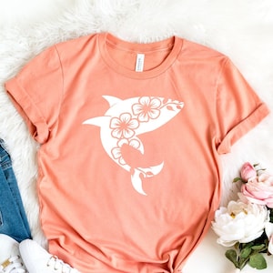 Shark Shirt, Shark Floral Shirt, Cute Shark Shirt, Shark Gifts, Shark Lover Shirt, Shark Lover Gift, Floral Shark Shirt, Animal Lover Tee