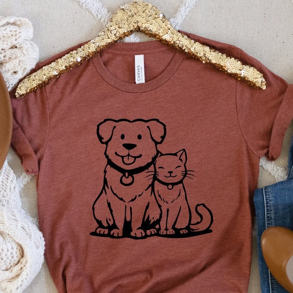 Cat and Dog T Shirt Etsy