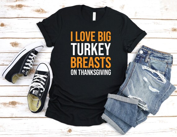 He Likes My Turkey Breasts Funny Thanksgiving Couple Vneck T-shirt