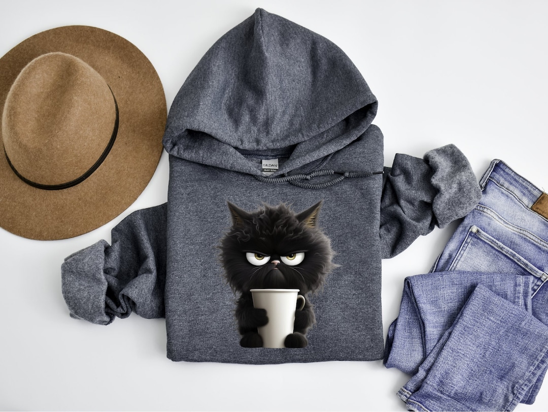 Angry Cat Coffee Sweatshirt Grumpy Cat Sweatshirt Black Cat Hoodie Coffee Lover Hoodie Funny Cat Sweatshirt Cat Coffee Sweatshirt Cat Etsy Canada