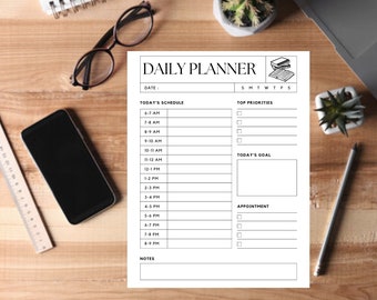 Work From Home Planner, Personal Daily Planner, Productivity Planner, Daily Hourly Planner, Instant Download, A5/A4/Letter/Half Letter