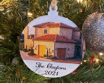 Custom Home Ornament, Personalized With Your Photo And Text, Great Housewarming Or Christmas Gift