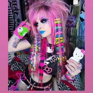 Scene emo zebra rainbow KAWAii human hair extensions Y2K pride pastel goth gamer egirl tokidoki rave festival concert boho indie punk cute