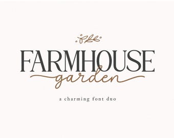 Farmhouse Garden Duo Schriftart, moderne Schreibschrift, Hochzeit Schriftarten, Logo Schriftarten, Canva Schriftart, Cricut Schriftart, ausgefallene Schriftart, Bauernhaus Schriftarten, Schreibschrift