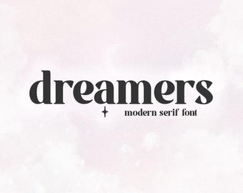 May include: A black and white graphic design of the word "dreamers" in a modern serif font. The text is centered on a light pink background with a white cloud-like pattern.