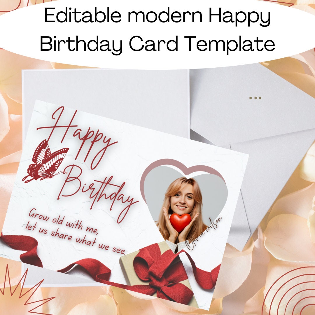 Editable Birthday Card Printable, Happy Birthday Card , Instant ...