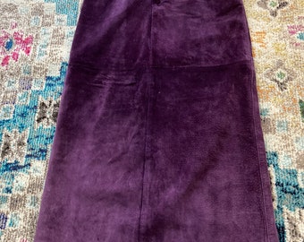 Vintage Purple Leather Suede Skirt-Retro Fashion Statement