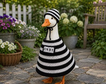 Jailbird Porch Goose Crochet Pattern | Porch Goose Clothing | Porch Goose Outfit | DIY Crochet | Printable Instant Download PDF