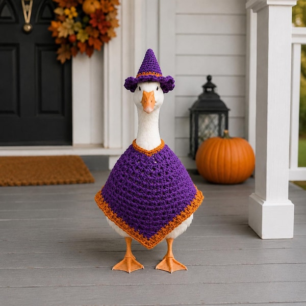 Halloween Inspired Poncho Porch Goose Crochet Pattern  Digital Download
