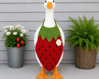 Porch Goose Strawberry Outfit Crochet Pattern PDF Download | Goose Clothes Pattern | Strawberry Dress | Digital Crochet Pattern