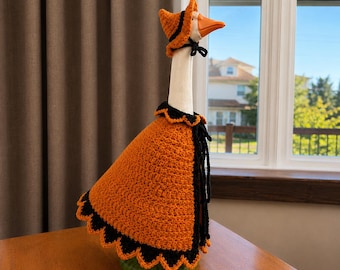 Halloween Porch Goose Crochet Pattern | Crochet Goose Costume | Witch Cape & Hat | Halloween Goose Outfit | Digital PDF Pattern