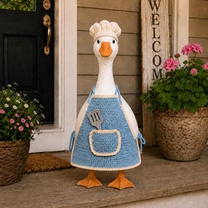 Porch Goose BBQ Grill Master Crochet Pattern PDF | Garden Goose Outfit | Apron & Spatula | Digital Download