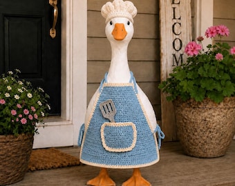 Porch Goose BBQ Grill Master Crochet Pattern PDF | Garden Goose Outfit | Apron & Spatula | Digital Download