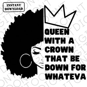 Afro Königin Hip Hop Rap SVG-Dateien für Cricut & Silhouette - schwarze Frau Digital Art Vinyl Designs