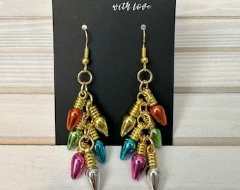 Metallic Christmas Lights Earrings - Available in a clip-on style!