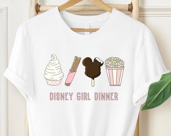 Cena de Disney para niñas, camiseta de Disney Snacks WDW, camiseta de Disneyworld Snacks, camisetas familiares de Disneyland, orejas de Mickey Snacks, camiseta de Minnie Snacks