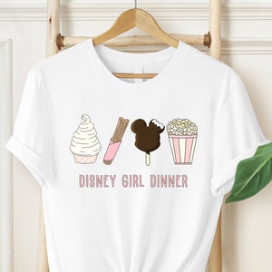 Cena de Disney para niñas, camiseta de Disney Snacks WDW, camiseta de Disneyworld Snacks, camisetas familiares de Disneyland, orejas de Mickey Snacks, camiseta de Minnie Snacks