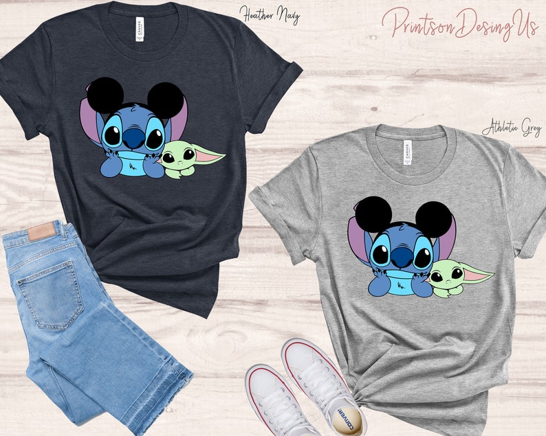 Stitch and Baby Yoda Shirt Disney Shirt Disneyland Family Etsy