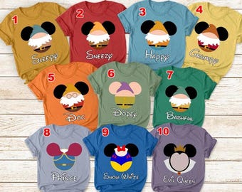 Camiseta de Blancanieves y los Siete Enanitos de Disney, camiseta de viaje familiar de los Siete Enanitos, camiseta de fiesta de cumpleaños, camiseta de grupo de Disneyland, camiseta de viaje familiar de Disney