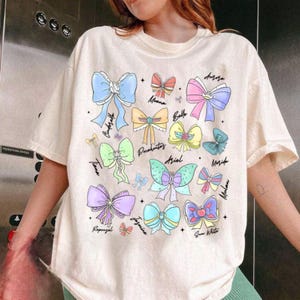 Disney Princess Cute Ribbons And Bows Pastel Colors Logo T-Shirt, Disney Princess Coquette Bow Shirt, Princess Bow Shirt, Disneyland Tee
