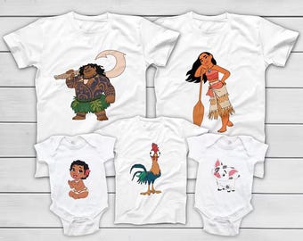 Disney Princess Moana Characters Shirt, Disney Shirt, Moana Hei Hei Pua Maui Family Shirt, Disney Trip Matching T-shirt