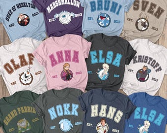 Disney Frozen Characters Shirt, Princess Elsa and Anna Shirt, Olaf Hans Sven Kristoff Oaken Shirt, Disneyland Trip Shirt, Frozen Gift Shirt