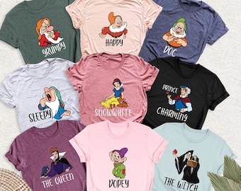 Camiseta de Blancanieves y los Siete Enanitos de Disney, camiseta de viaje familiar de los Siete Enanitos, camiseta de fiesta de cumpleaños, camiseta de grupo de Disneyland, camiseta de viaje familiar de Disney