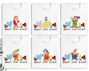 Camiseta de Blancanieves y los Siete Enanitos de Disney, camiseta de viaje familiar de los Siete Enanitos, camiseta de fiesta de cumpleaños, camiseta de grupo de Disneyland, camiseta de viaje familiar de Disney