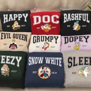 Sju dvärgarnas tröjor, sju dvärgar, sju dvärgarnas kostymtröja, födelsedagsfesttröja, Disneyland grupptröjor, Snövit, Disney familjesemestertröja