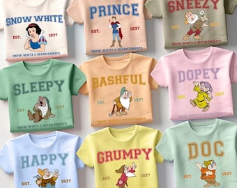 Camiseta de Blancanieves y los Siete Enanitos de Disney, camiseta de viaje familiar de los Siete Enanitos, camiseta de fiesta de cumpleaños, camiseta de grupo de Disneyland, camiseta de viaje familiar de Disney