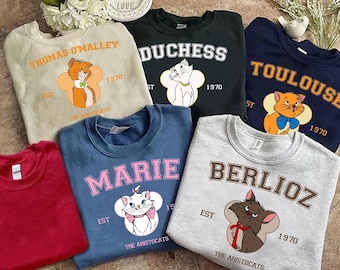 Retro Disney The Aristocats Est 1970 Marie Duchess Berlioz Toulouse Cat Shirt, Disneyland Trip Gift, Matching Family Shirts, Magic Kingdom