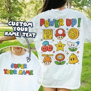 Super Mario Power Up Shirt,Super Mario Character Shirt,Super Mario Birthday Party Shirt,Mario & Friends Party Shirt,Personalized Mario Shirt