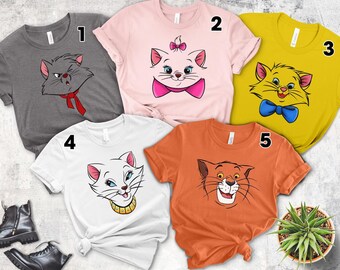 Camiseta de Disney "Los Aristogatos" con la cara de María, duquesa de Berlioz, gato de Toulouse, regalo para un viaje a Disneyland, camisetas familiares a juego, Magic Kingdom