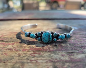 Adjustable Turquoise Cluster Cuff