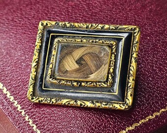 Antique Victorian 14k gold mourning braided hair brooch