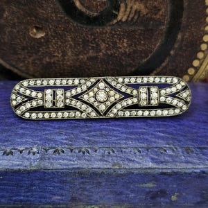 Antique Sterling Paste Bar Brooch